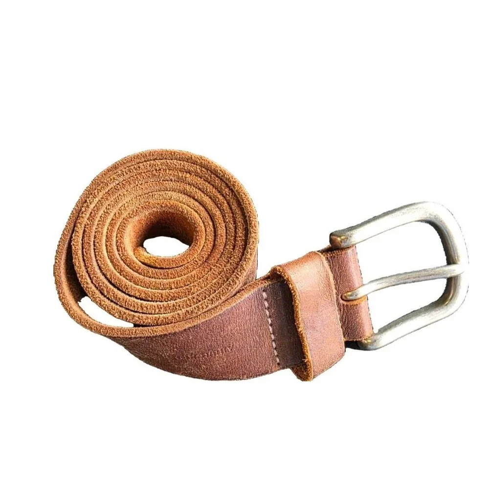 Y2K Vintage Abercrombie & Fitch Mens Belt 34 Leather 1990s Distressed 1 Prong